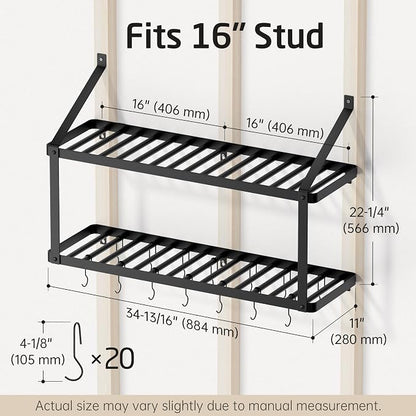 KES 150 lb High-Capacity Pot Rack Wall Mounted - Image 9