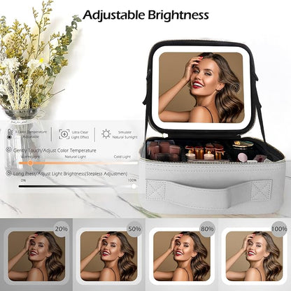 MOMIRA Makeup Bag with Mirror and Light Travel Makeup Train Case Cosmetic Bag - Image 4