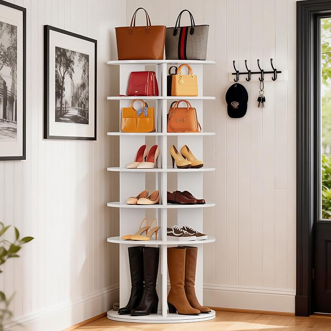 JUMMICO Rotating Shoe Rack Tower, 6-Tier Vertical Closet Storage Organizer - Image 2
