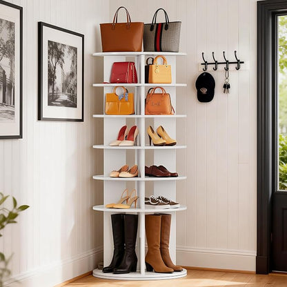 JUMMICO Rotating Shoe Rack Tower, 6-Tier Vertical Closet Storage Organizer - Image 2