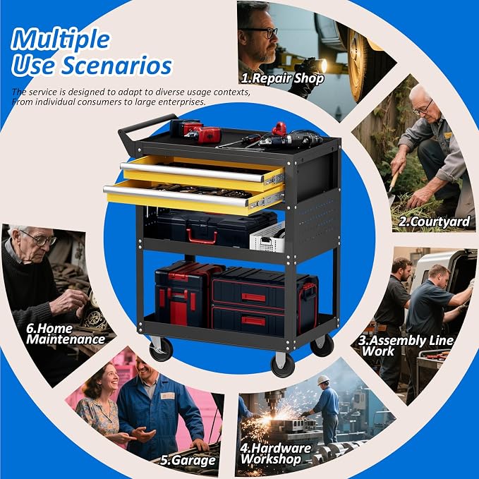 5 -Tier Heavy Duty Rolling Tool Cart on Wheels - Image 8