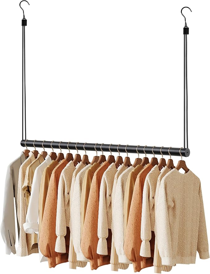 BaiNong Adjustable Closet Hanging Rod 40" Black Closet Rod Extender | Heavy by BaiNong
