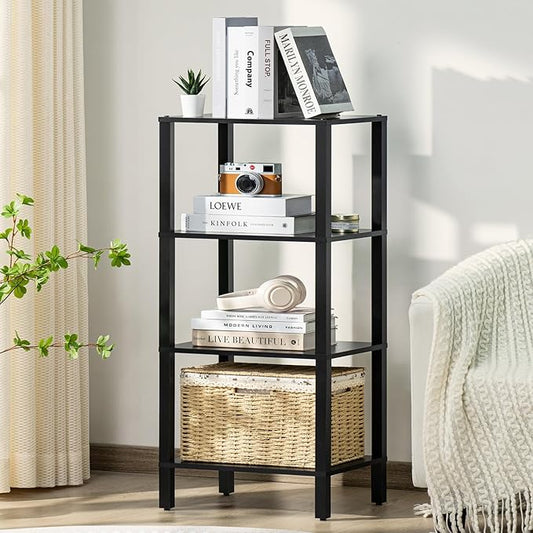 YUFAM 4 Tier Small Bookshelf, Narrow Tall Shelf, Wooden Book Shelf, Skinny by YUFAM