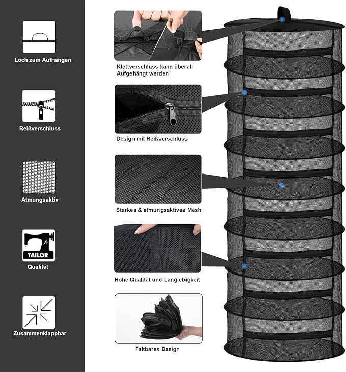 Desy & Feeci Drying Net Herbs 8-Layer Hanging Herb Drying Rack Drying Net - Image 2