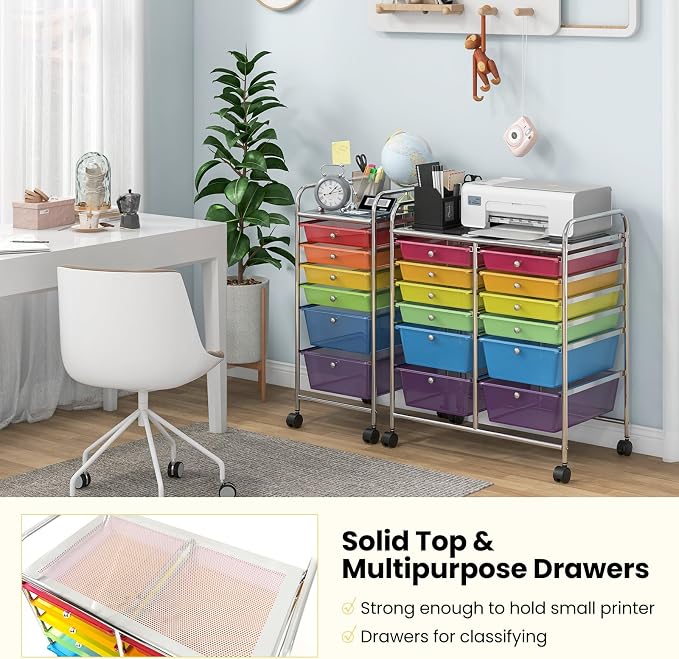 Giantex 12 Drawer Rolling Storage Cart Tools Scrapbook Paper Office School - Image 5