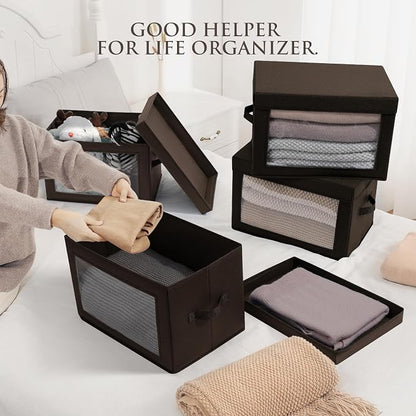 Homsorout Brown Fabric Storage Bins - Image 3