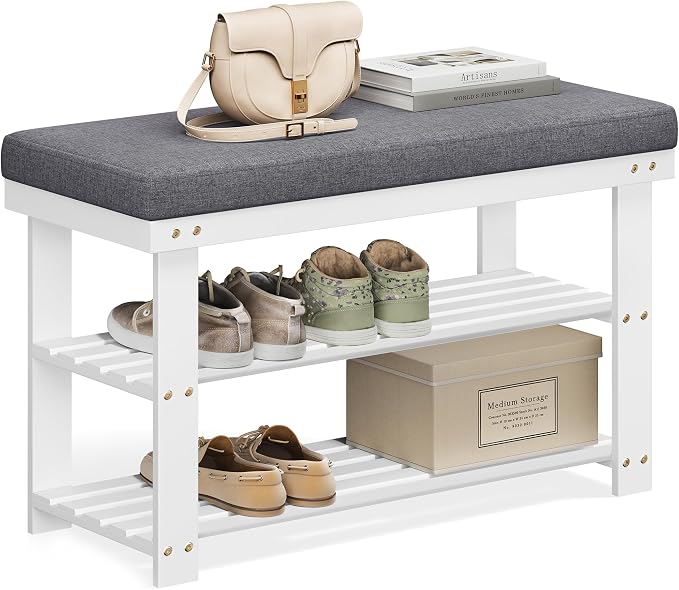 SONGMICS Bamboo Shoe Bench, 3-Tier Shoe Rack Organizer by Unknown