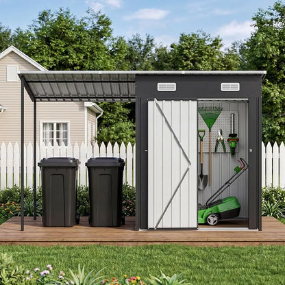 Aoxun 5x3FT Outdoor Storage Shed & Hardtop Canopy Gazebo Combo | 10x3FT Metal - Image 8