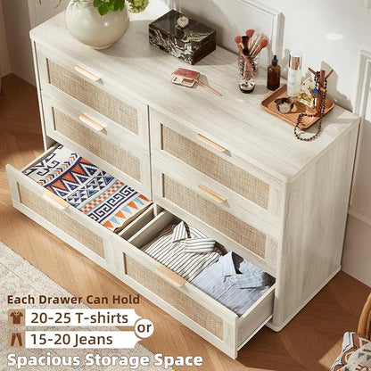 LEYAOYAO Rattan 6 Drawer Dresser - Image 5