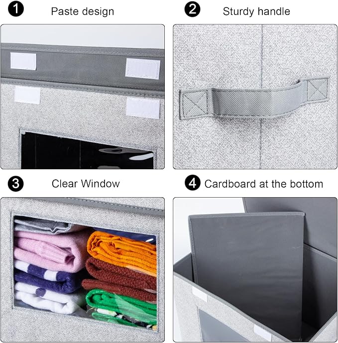 Univivi Fabric Foldable Storage Boxes Large Collapsible Stackable Storage Bins - Image 5