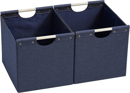 HOONEX Large Foldable Storage Bins, Linen Fabric, Storage Baskets by HOONEX