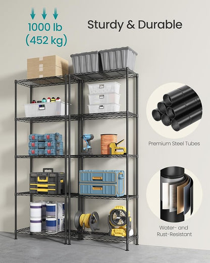 SONGMICS Storage Shelf, Metal Wire Shelving Unit, Adjustable Shelves, - Image 4
