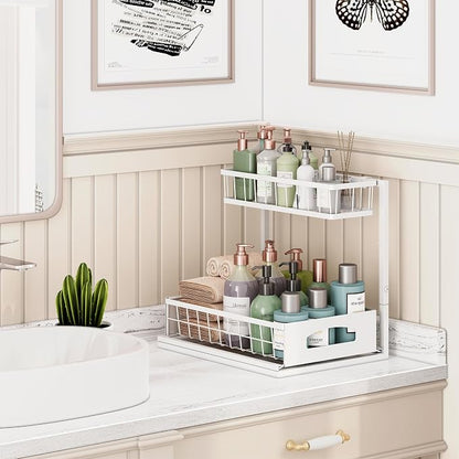 Under Sink Organizer, 2 Pack Height Adjustable Cabinet Organizer - Image 5