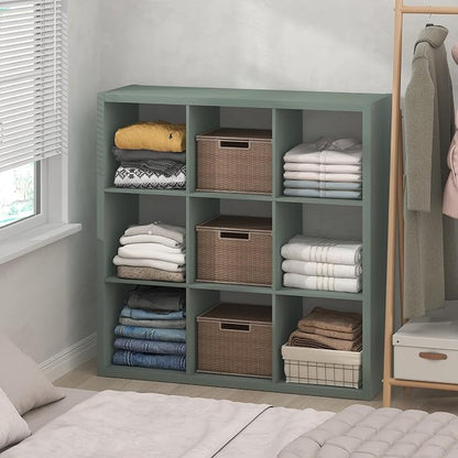 Furinno Cubic Extra Thick 9-Cube Closet Organizers and Storage, Sage Green | by Furinno-FitsYourSpaceFitsYourBudget