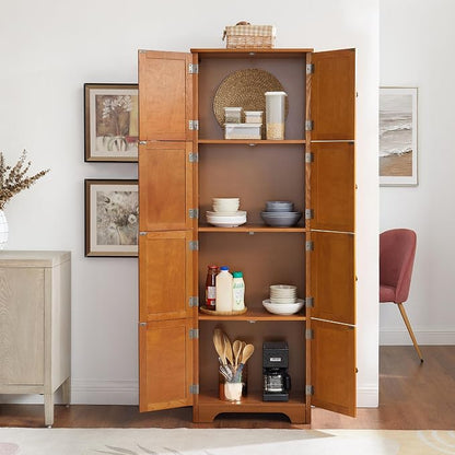 72" Tall Farmhouse Storage Cabinet, 4 Tier Kitchen Pantry Cabinet - Image 5