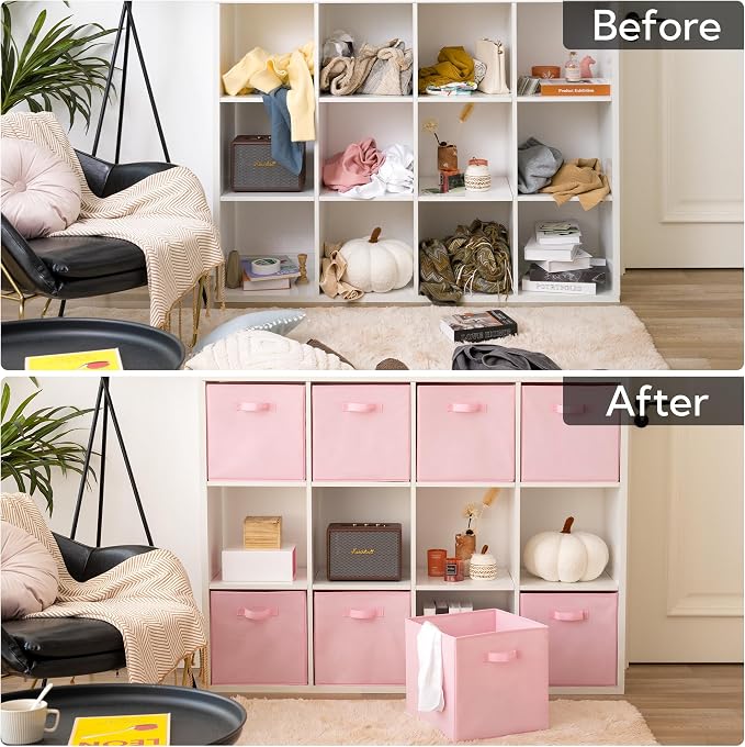 GRANNY SAYS Pink Cube Storage Bins, 13x13 Storage Cube Organizer, Decorative - Image 7