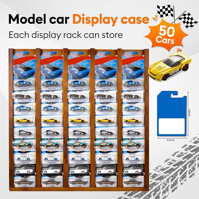 Storage Case Compatible with Hot Packaged Wheels Cars, Solid Wood Wall Mount - Image 3