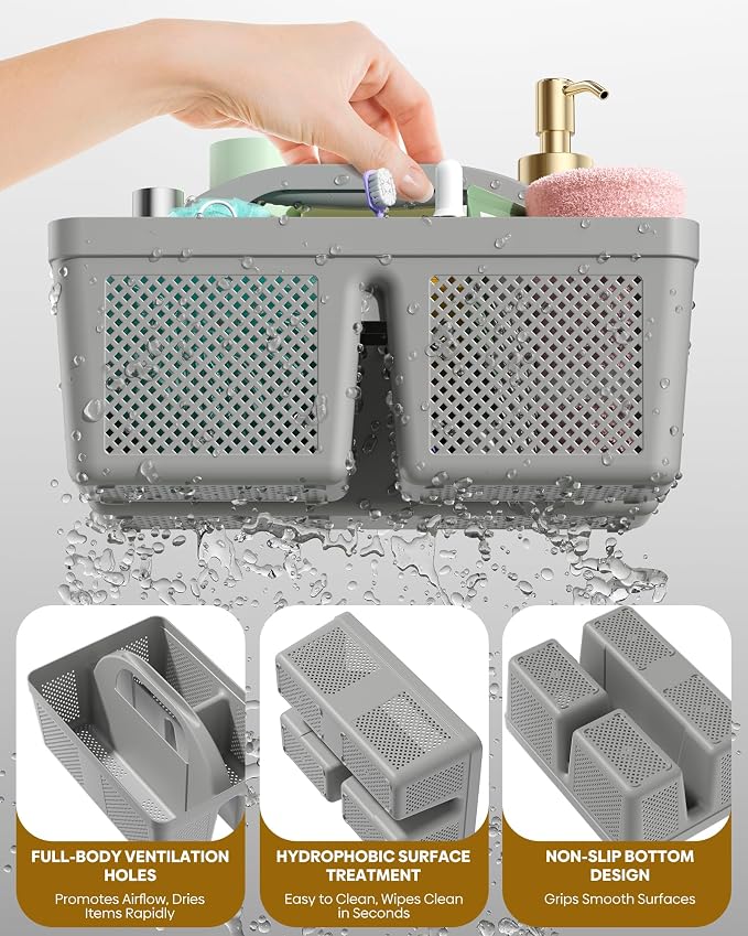 4 Pack Portable Shower Caddy, Integrated Handle, Reinforced Plastic, Organizer - Image 5