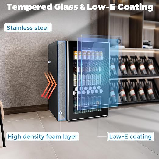 COWSAR Mini Fridge Cooler, 130 Can Beverage Refrigerator - Image 2