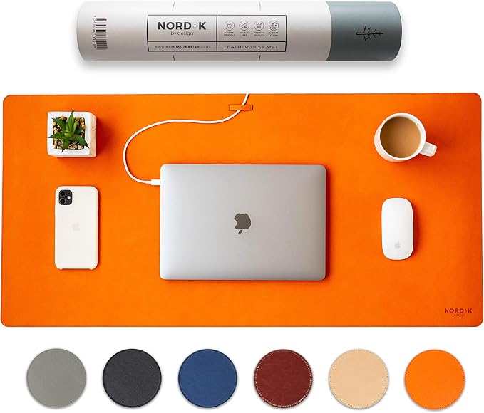 Nordik Leather Desk Mat Cable Organizer by NordikByDesign