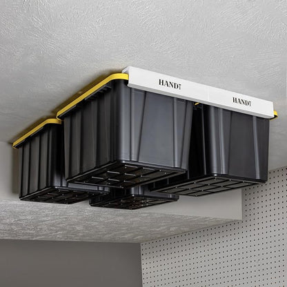 HandT USA Based Overhead Garage Storage Rack, Ceiling Tote Bin Organization - Image 2