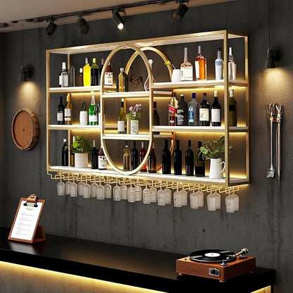 55.1IN Large Wall Mount Wine Rack, Metal 4 Tier Hanging Bottle Holder - Image 3