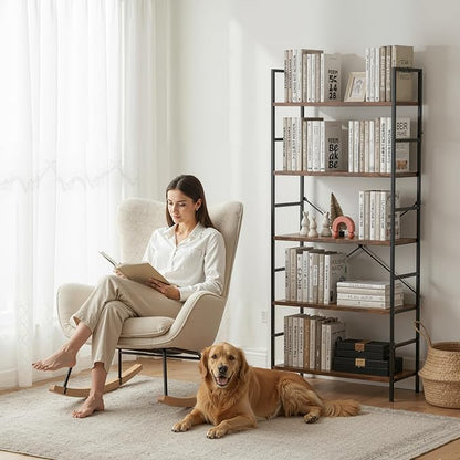 HealSmart 5 Tier Bookshelf, Free Standing Book Shelf Home Office Bookcase Shelf - Image 2