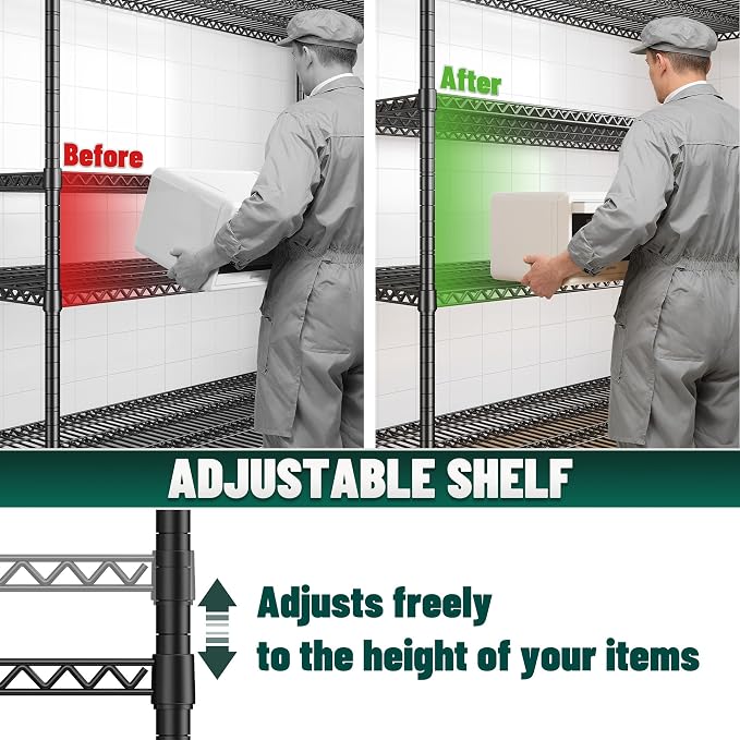 2500 LBS Storage Shelves 68.1"W Wire Shelving Unit, Garage Shelving Heavy Duty - Image 6