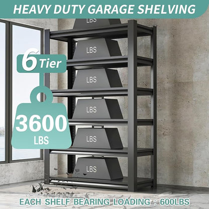 82" H Garage Shelving, 6 Tier Adjustable Heavy Duty Storage Shelves, 2500Lbs - Image 4