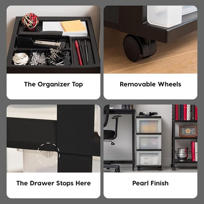 IRIS USA 3-Drawer Rolling Storage Cart, office essentials, classroom items - Image 4