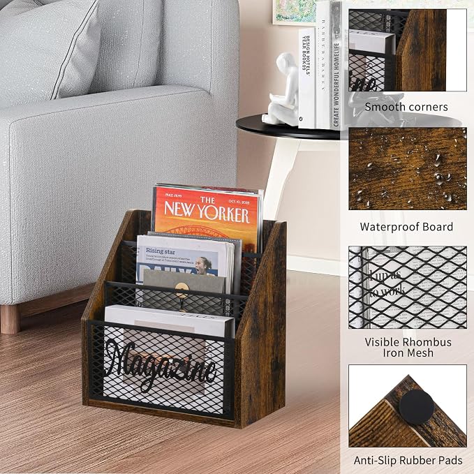 YINMIT Magazine Holder, Stepped 3 Tier Magazine Rack Floor, Magazine Storage - Image 3
