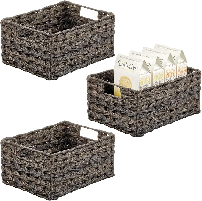 mDesign Woven Farmhouse Kitchen Pantry Food Storage Organizer Basket Bin Box by mDesign