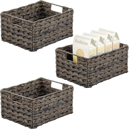 mDesign Woven Farmhouse Kitchen Pantry Food Storage Organizer Basket Bin Box by mDesign