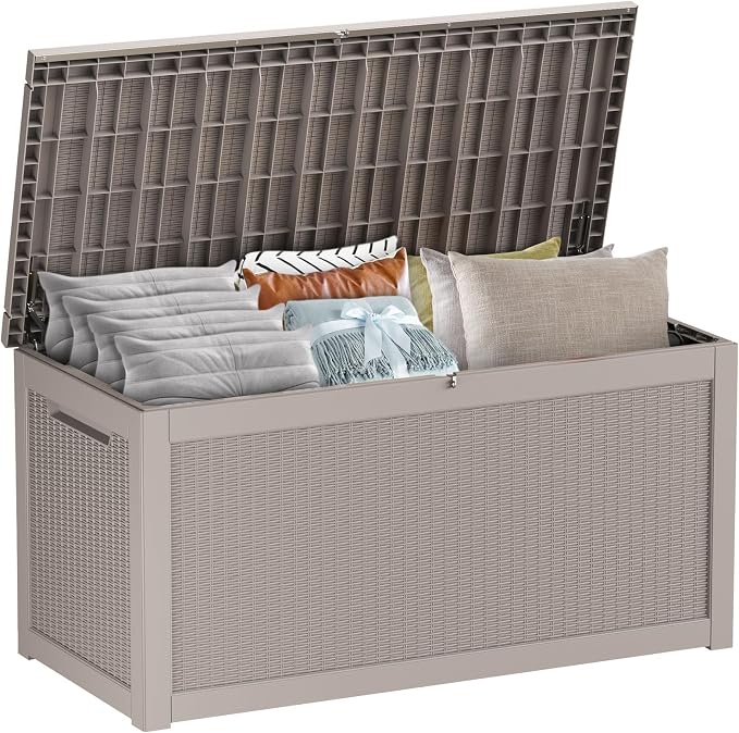 320 Gallon Large Deck Box, Resin Outdoor Storage Box by OutdoorLivingPerfected