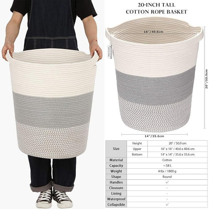 Sea Team Large Size Cotton Rope Woven Storage Basket - Image 6