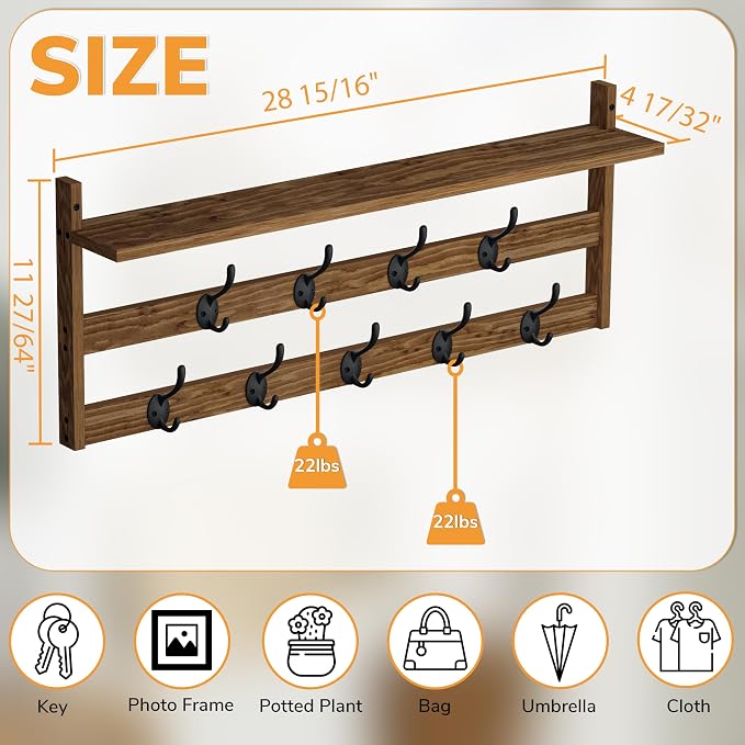 AMBIRD Coat Rack Wall Mount - Image 3