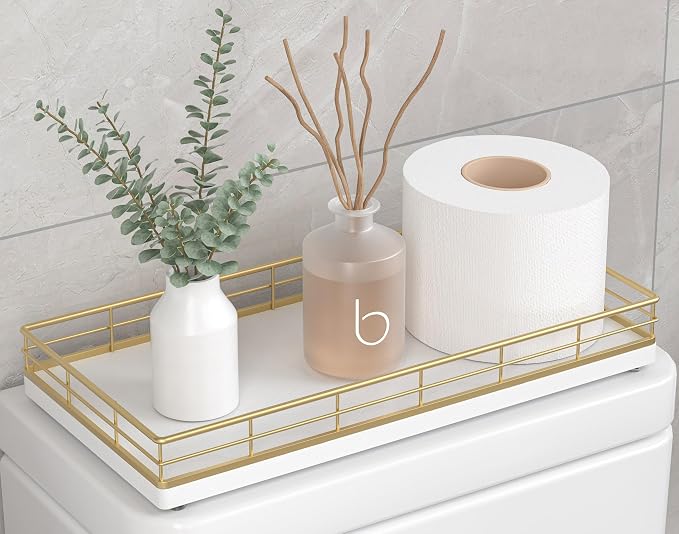 Toilet Paper Basket Organizer – Oak Wood Toilet Tank Tray by Focusonit