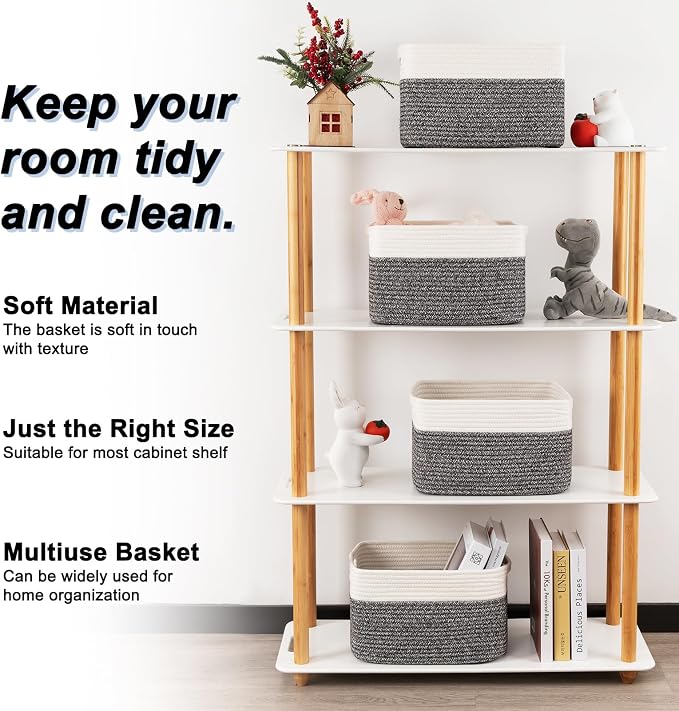 4 Pack Storage Baskets for Organizing, Woven Baskets for Shelves - Image 3