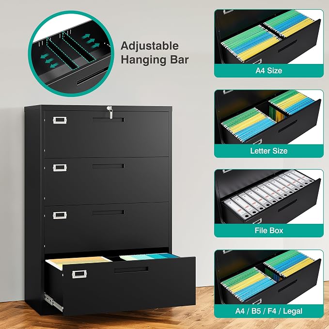 SISESOL 4 Drawer Lateral File Cabinet - Image 6