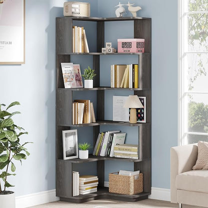 Tribesigns 6-Tier Corner Bookshelf, 64.9 Inches Tall Corner Bookcase by Tribesigns