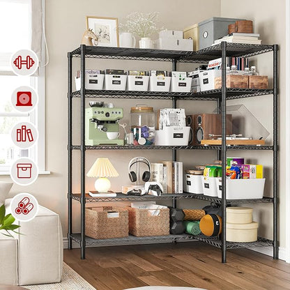 REIBII 1450LBS Metal Shelving Unit Storage Shelves 5 Tier Wire Shelving 58.1''W - Image 8
