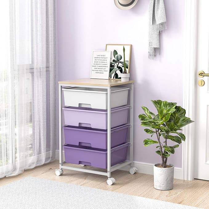 Utility Cart with 4 Drawers, Rolling Storage Cart with Drawers, Storage Rolling - Image 2