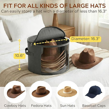 Ofiray-home Large Clear Hat Storage Boxes 2 Pack, Hold up to 7-9 Hats | Gray - Image 3