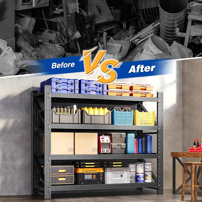 48" W Storage Shelves 3000lbs Garage Metal Shelving Heavy Duty Garage Shelves - Image 5
