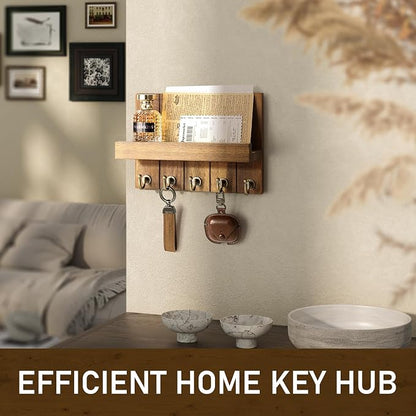Rebee Vision Acacia Wood Key Holder Wall Mount – Farmhouse Key Holder - Image 4