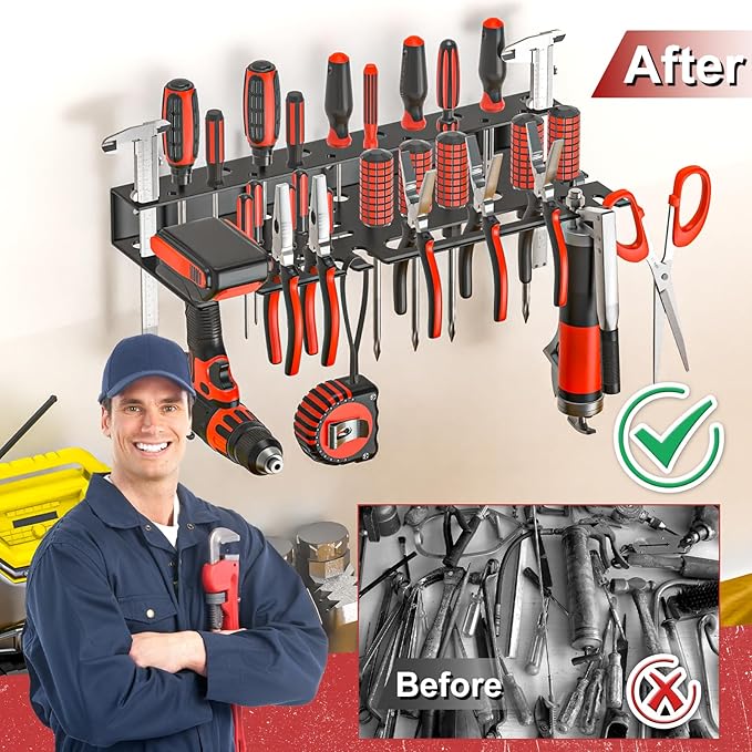 2Pcs Metal Screwdriver Organizer, Wall Mount Plier Organizer Hammer Holder - Image 4