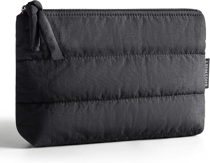 BAGSMART Small Makeup Bag for Women, Puffy Travel Cosmetic Organizer, by BAGSMART