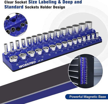 WORKPRO Magnetic Socket Organizer, 3/8-Inch Metric Socket Holder, Socket Trays - Image 5