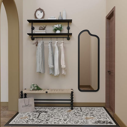 Black Clothes Rack 42in, 2-Tier Wall Mounted Garment Rack - Image 7