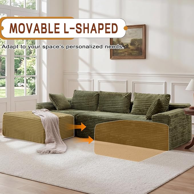 Korser 108" L-Shaped Modular Sectional Sofa - Image 6